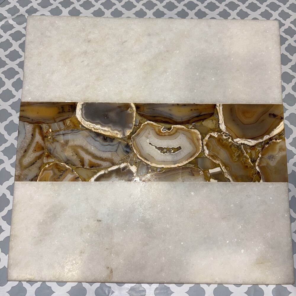 Z Gallerie Marble And Agate Tray Cheese Board Crystal Display Table Charcuterie